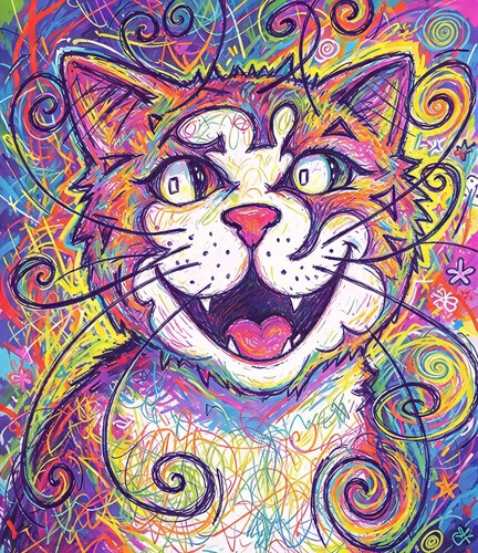 Cartoon zeichnung katze - zeichnung, druck