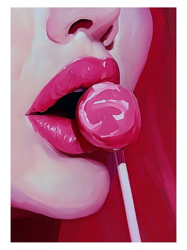 Rosa lippen pop art poster - rosa,