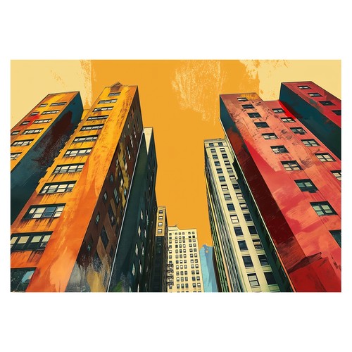 Urban skyline pop art poster - art, |