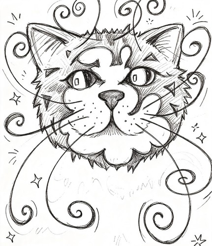 Cartoon zeichnung katze druck - cartoon,