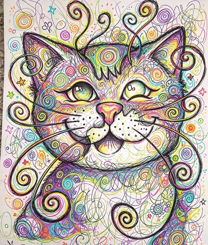 Cartoon zeichnung katze druck - zeichnung,