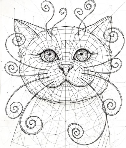 Cartoon zeichnung katze druck - zeichnung,