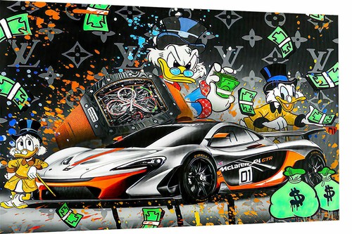 Pop art donald - duck, auto