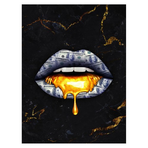Geld lippen pop art poster - lippen,