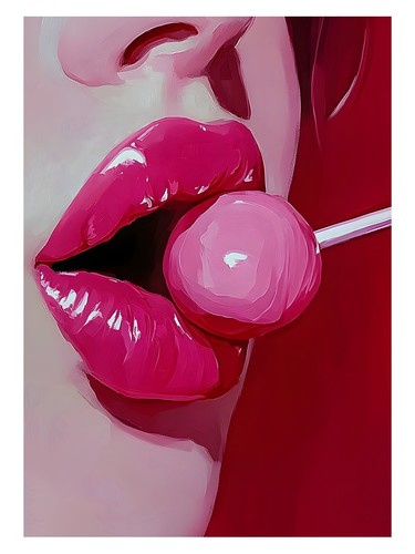 Rosa lippen pop art poster - poster, |